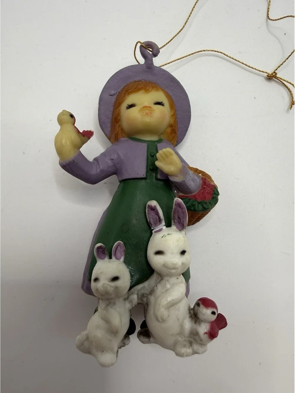 Vintage 1960s Little Angels Christmas Ornaments Bunnies Sheep Bird Set Of 7